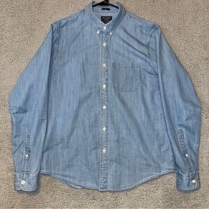 Abercrombie & Fitch Shirt XXL Light Blue Denim Chambray Button Down Long Sleeve